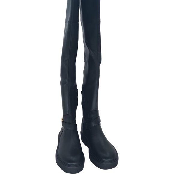 GUESS Jellio Over-the-Knee Boot Black Lug Sole Women US 6M - Picture 1 of 6